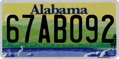 AL license plate 67AB092