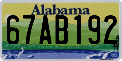 AL license plate 67AB192