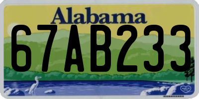 AL license plate 67AB233