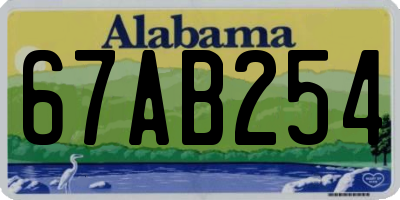 AL license plate 67AB254