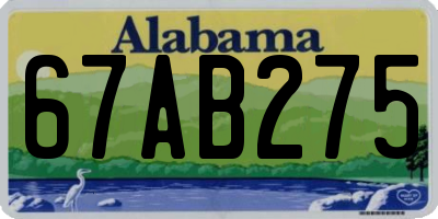AL license plate 67AB275