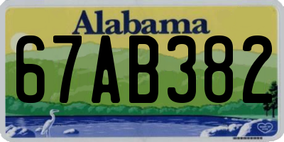 AL license plate 67AB382