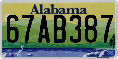 AL license plate 67AB387