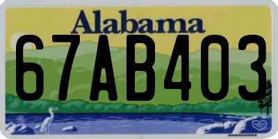 AL license plate 67AB403