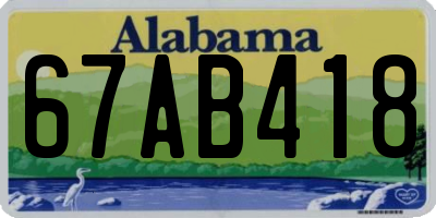 AL license plate 67AB418