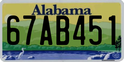 AL license plate 67AB451