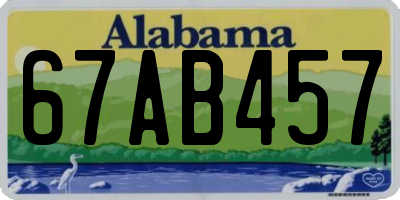 AL license plate 67AB457