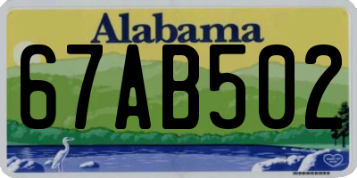 AL license plate 67AB502