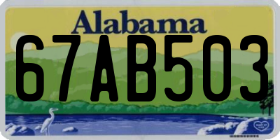 AL license plate 67AB503