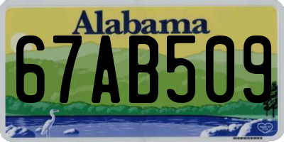 AL license plate 67AB509