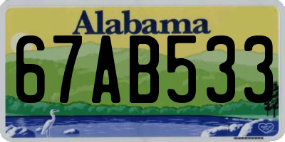AL license plate 67AB533