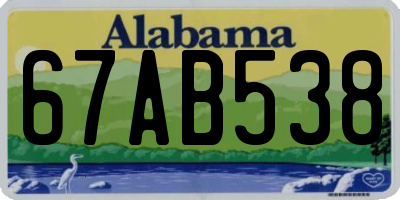 AL license plate 67AB538