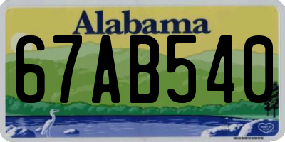 AL license plate 67AB540