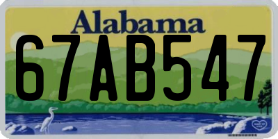 AL license plate 67AB547