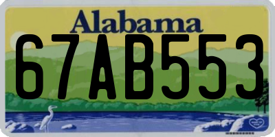 AL license plate 67AB553