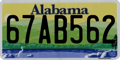 AL license plate 67AB562