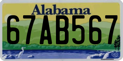 AL license plate 67AB567