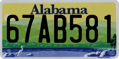 AL license plate 67AB581
