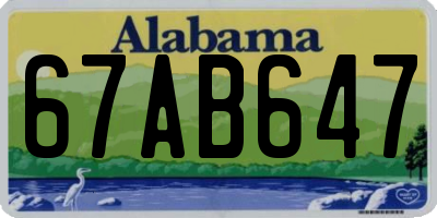 AL license plate 67AB647