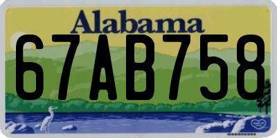 AL license plate 67AB758