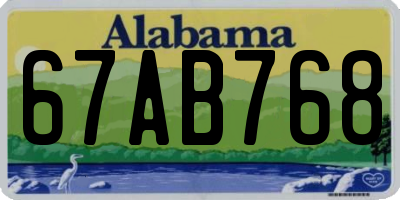 AL license plate 67AB768