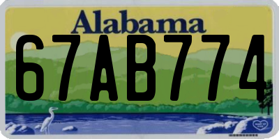 AL license plate 67AB774