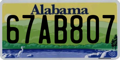 AL license plate 67AB807
