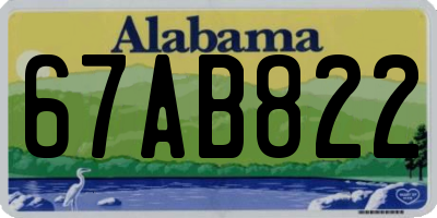 AL license plate 67AB822