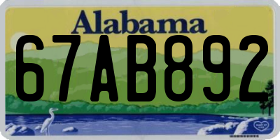 AL license plate 67AB892