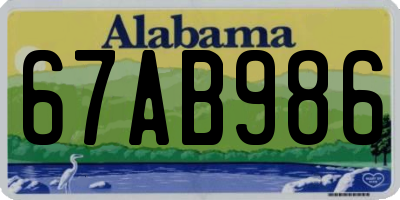 AL license plate 67AB986