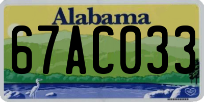 AL license plate 67AC033