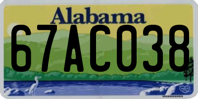AL license plate 67AC038