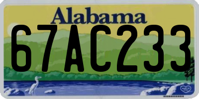 AL license plate 67AC233