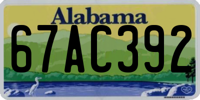 AL license plate 67AC392