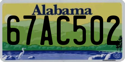 AL license plate 67AC502