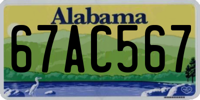 AL license plate 67AC567