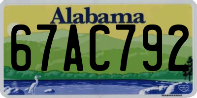 AL license plate 67AC792
