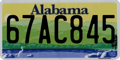 AL license plate 67AC845