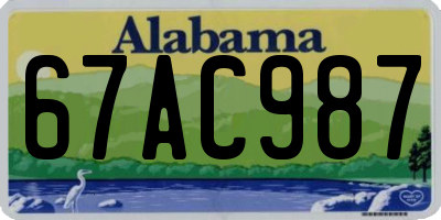 AL license plate 67AC987