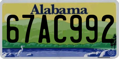 AL license plate 67AC992