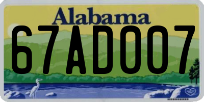 AL license plate 67AD007