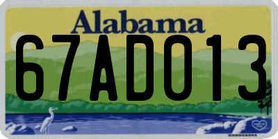 AL license plate 67AD013
