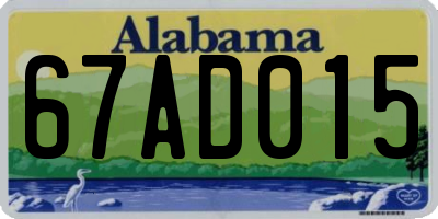 AL license plate 67AD015