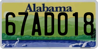 AL license plate 67AD018