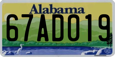 AL license plate 67AD019