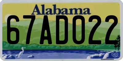AL license plate 67AD022