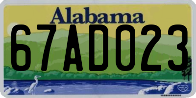 AL license plate 67AD023