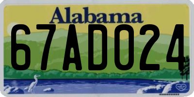AL license plate 67AD024