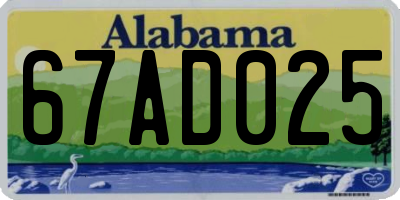 AL license plate 67AD025