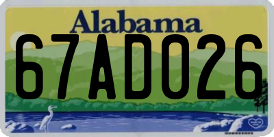 AL license plate 67AD026